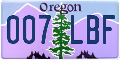 OR license plate 007LBF