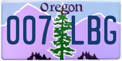 OR license plate 007LBG