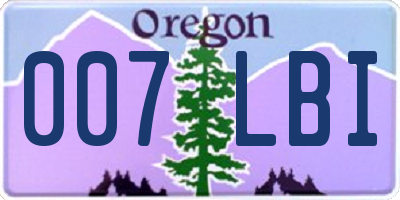 OR license plate 007LBI