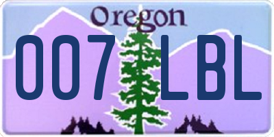OR license plate 007LBL