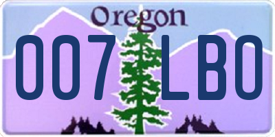 OR license plate 007LBO