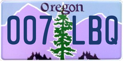 OR license plate 007LBQ
