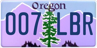 OR license plate 007LBR