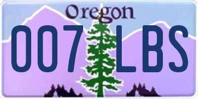 OR license plate 007LBS