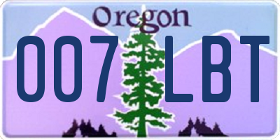 OR license plate 007LBT