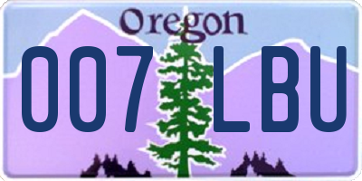 OR license plate 007LBU