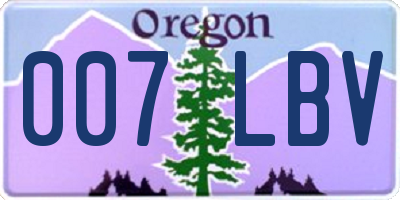 OR license plate 007LBV