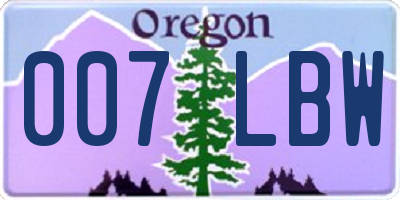 OR license plate 007LBW