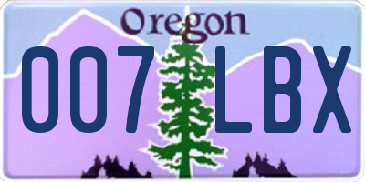 OR license plate 007LBX