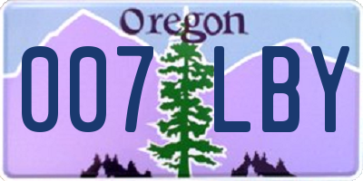 OR license plate 007LBY