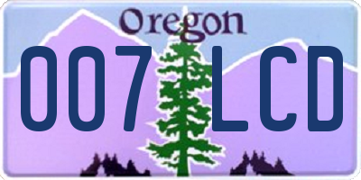 OR license plate 007LCD