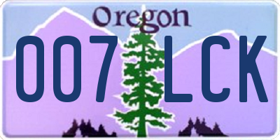 OR license plate 007LCK