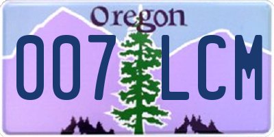 OR license plate 007LCM