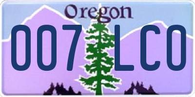 OR license plate 007LCO