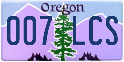 OR license plate 007LCS