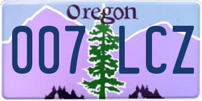 OR license plate 007LCZ