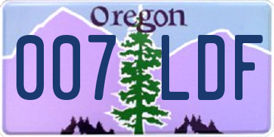 OR license plate 007LDF