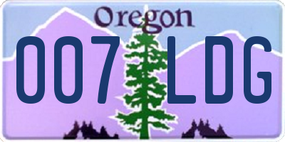 OR license plate 007LDG