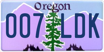 OR license plate 007LDK