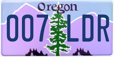OR license plate 007LDR
