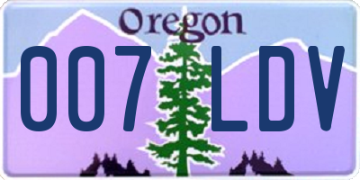 OR license plate 007LDV