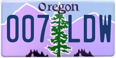 OR license plate 007LDW