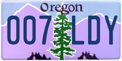 OR license plate 007LDY