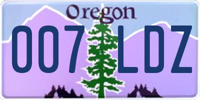 OR license plate 007LDZ