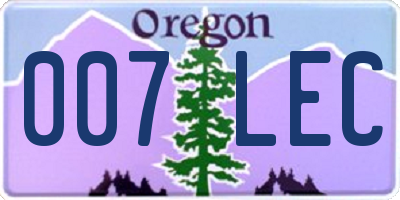 OR license plate 007LEC