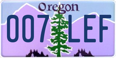 OR license plate 007LEF