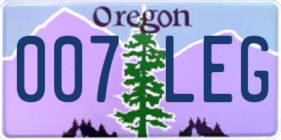 OR license plate 007LEG