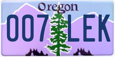 OR license plate 007LEK