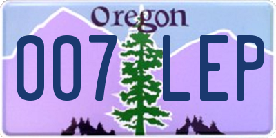 OR license plate 007LEP