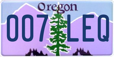 OR license plate 007LEQ