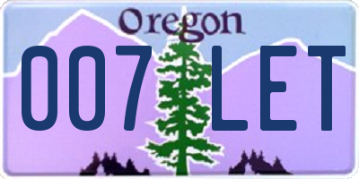 OR license plate 007LET