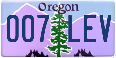 OR license plate 007LEV