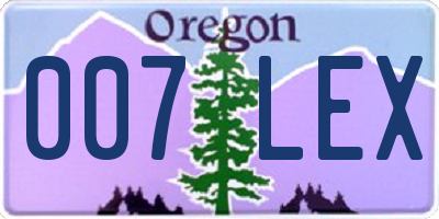 OR license plate 007LEX