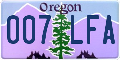 OR license plate 007LFA