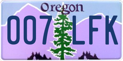 OR license plate 007LFK