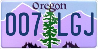 OR license plate 007LGJ