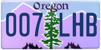OR license plate 007LHB