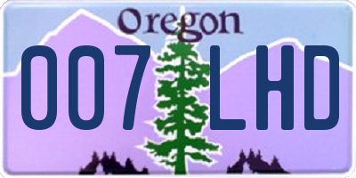 OR license plate 007LHD