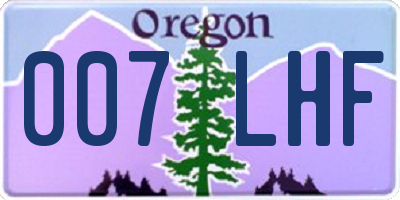 OR license plate 007LHF