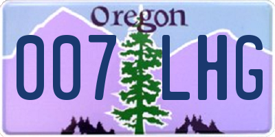OR license plate 007LHG