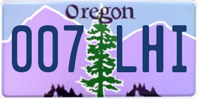 OR license plate 007LHI