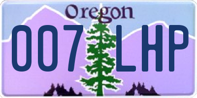OR license plate 007LHP