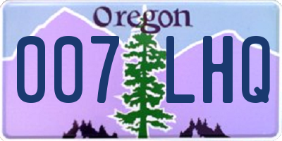 OR license plate 007LHQ