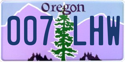 OR license plate 007LHW