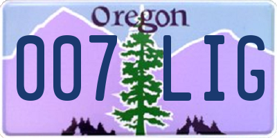 OR license plate 007LIG
