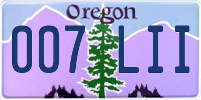 OR license plate 007LII